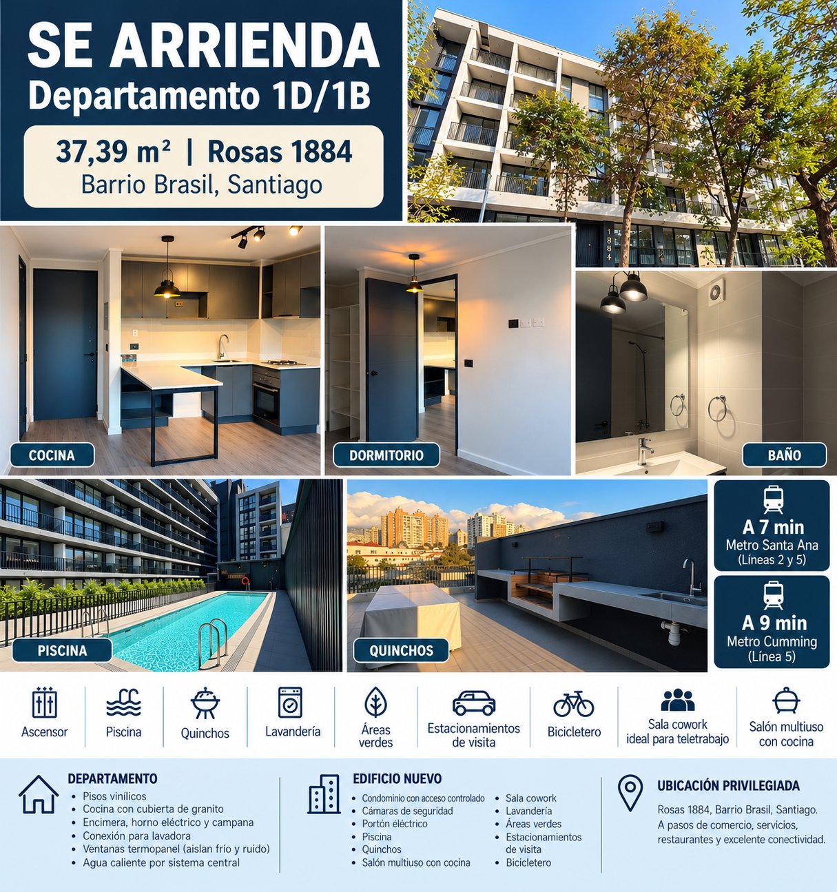 Departamento en arriendo en Santiago — foto 1
